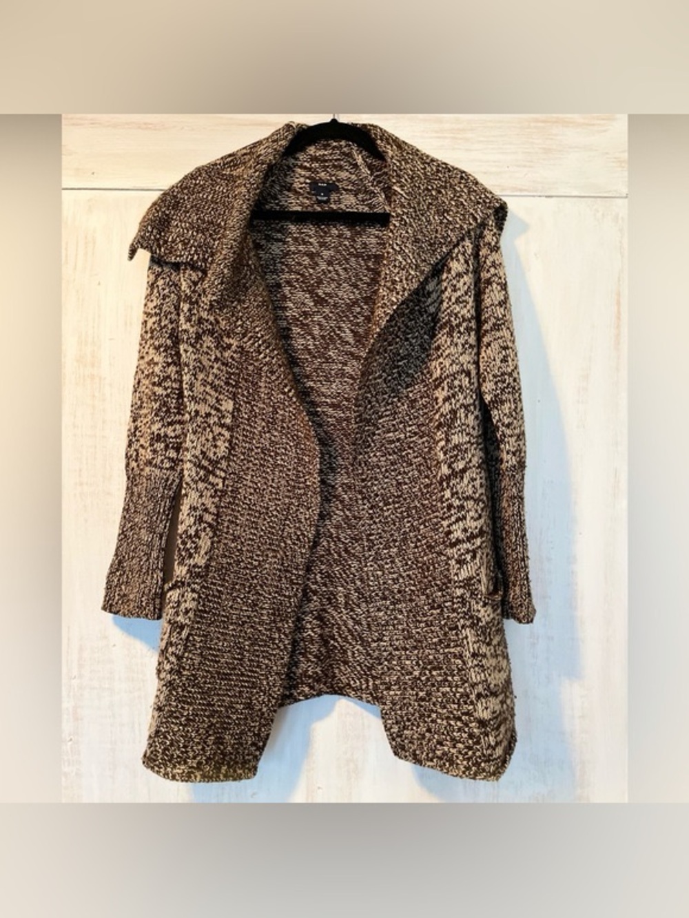 Gap Brown Marled Open-Front Knit Long Cardigan - Large - Picture 2 of 12